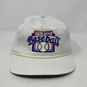 Vtg Hat Strapback UIL State Baseball Cap Made in Korea Illinois Rope Hat Leather